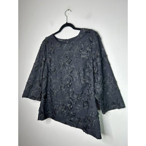 Talbots Embroidered Black Floral Blouse Womens Top Size 14 NWT - Picture 2 of 13